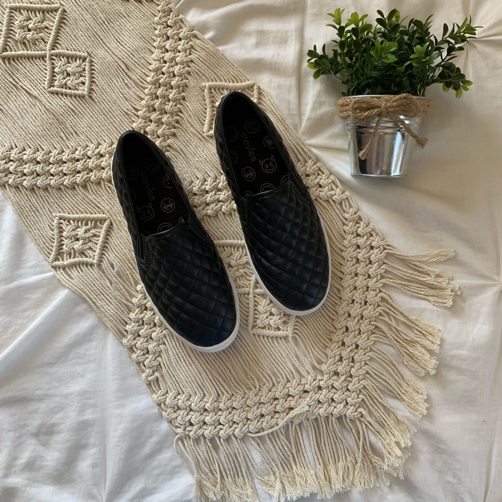 Faux Leather Black Slip On Shoes 🖤